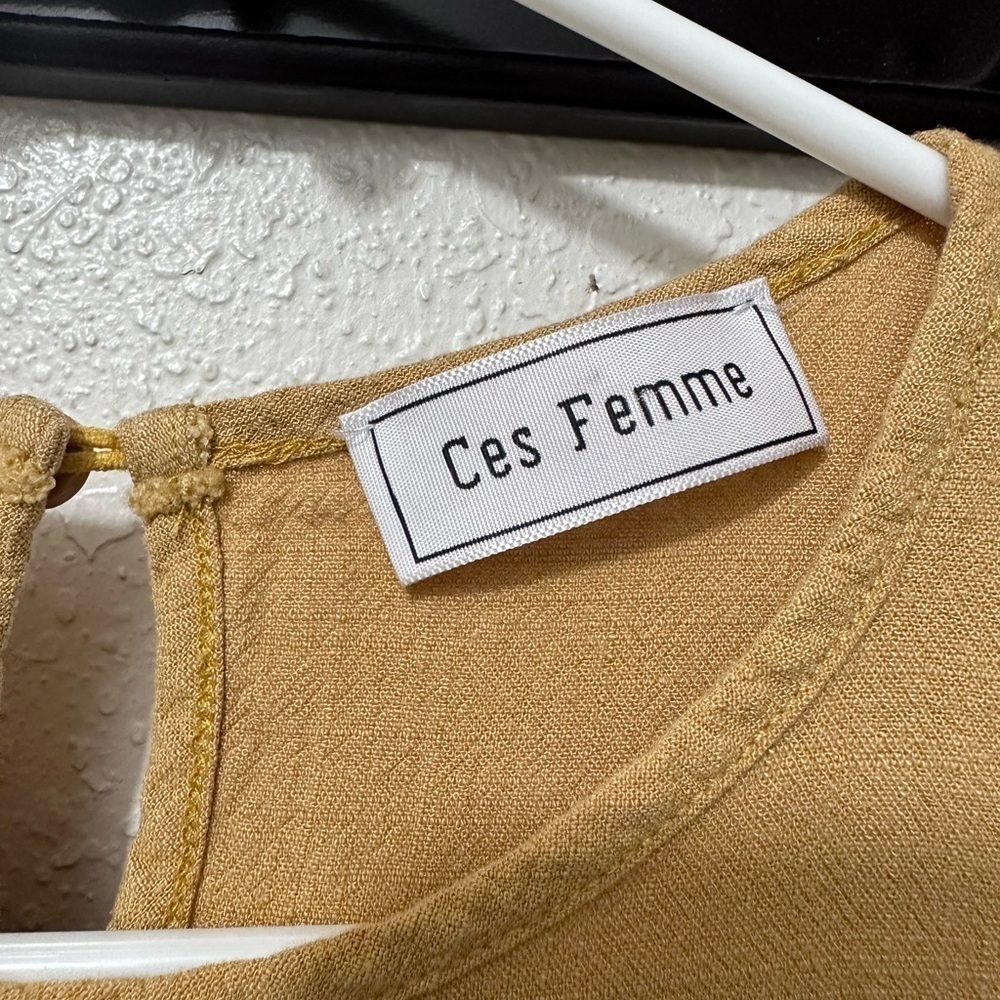 Ces Femme Cotton Boho Mustard and Cream Midi dress-S - Picture 2 of 7